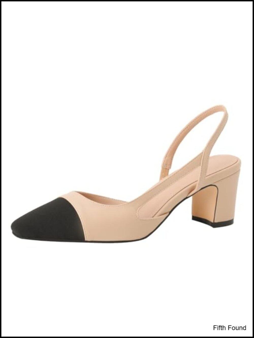 MIRAAZZURRA Women Sling Back Pumps Chunky Heels Round Toe Faux Leather
